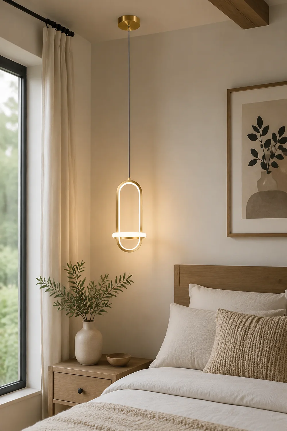 Moderne minimalistische Nachttisch-Kronleuchter-Pendelleuchte für Schlafzimmer - Lumpaz