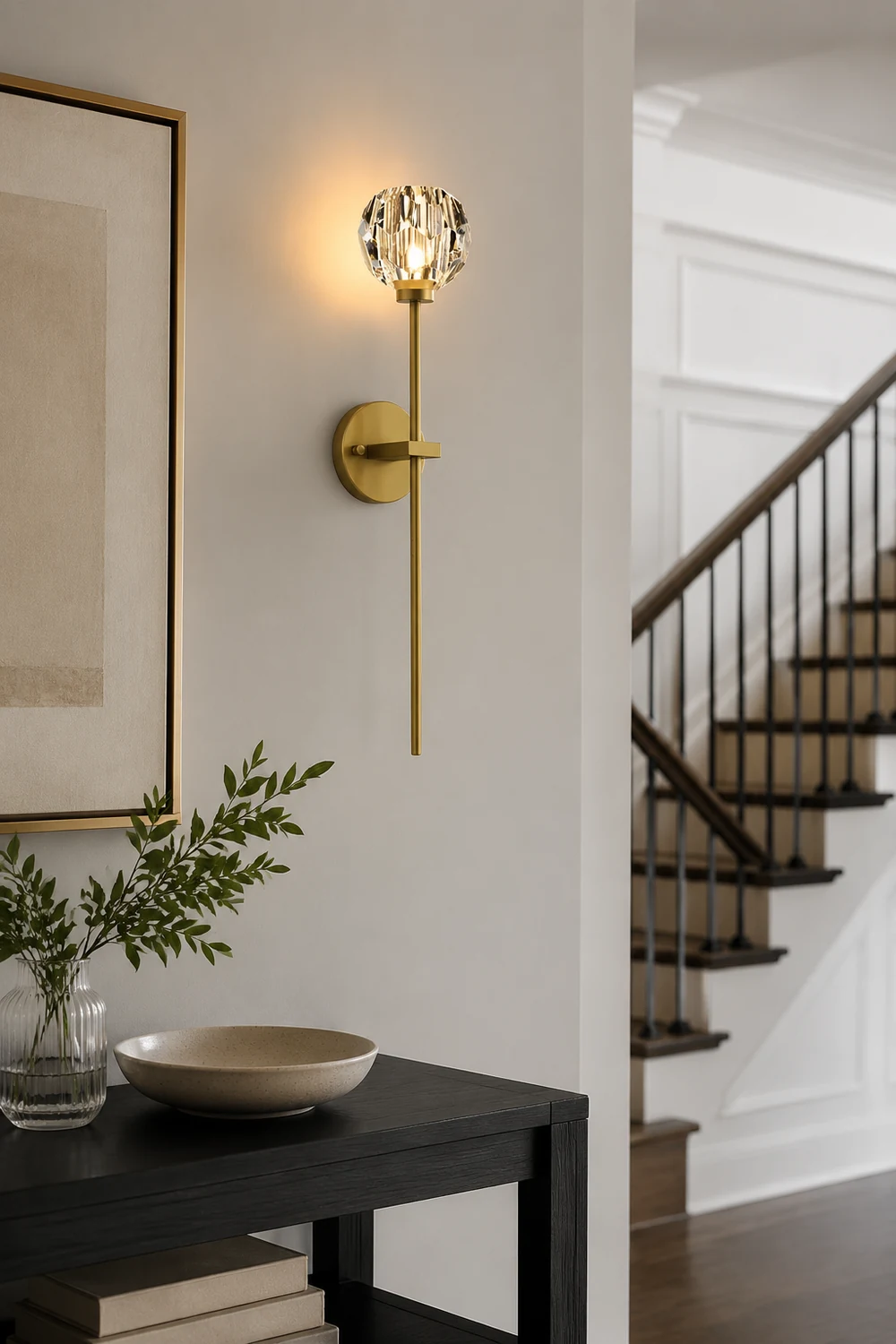 Modern Crystal Ball Mounted Antique Brass Wall Lamp - Lumpaz