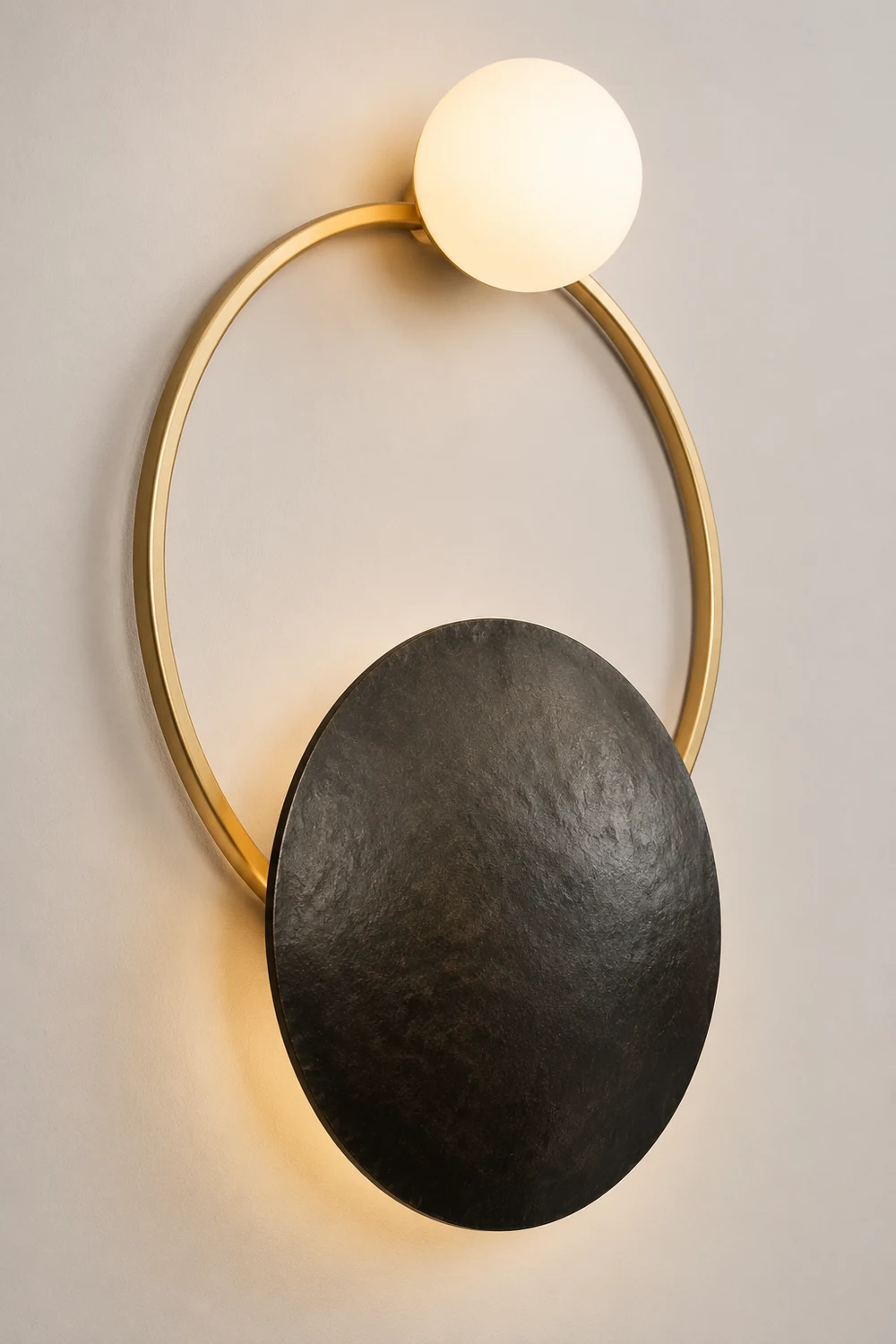 Nordic Simple  Black Gold Wrought Iron Circle Aisle Corridor Wall Light - Lumpaz