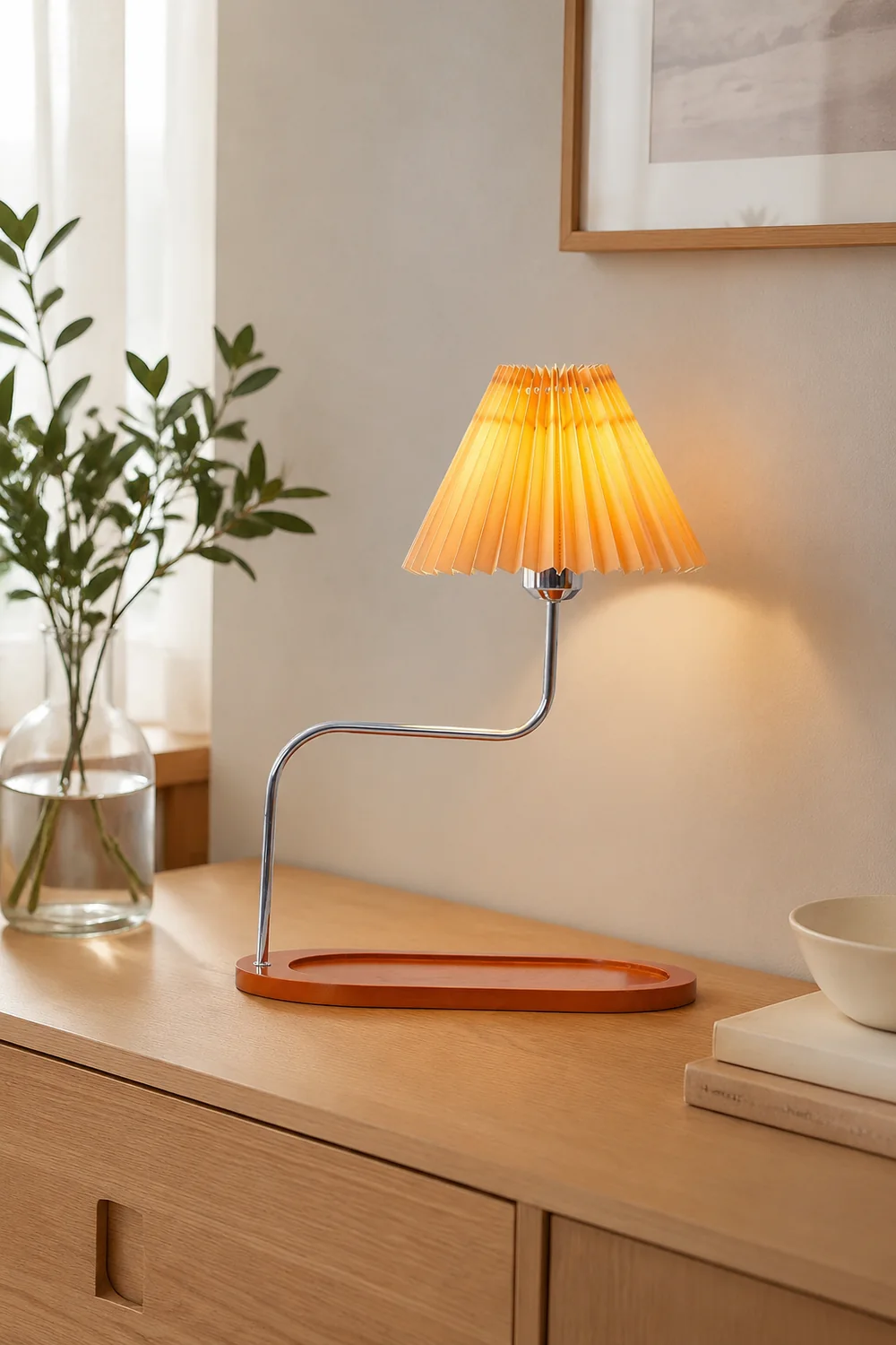 Solid Wood Retro Style Umbrella Shaped Table Lamp - Lumpaz