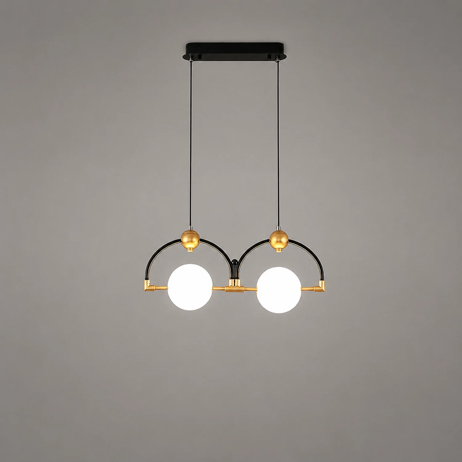 LED Pendelleuchte Schwarz Hinzufügen Gold Lange - Lumpaz