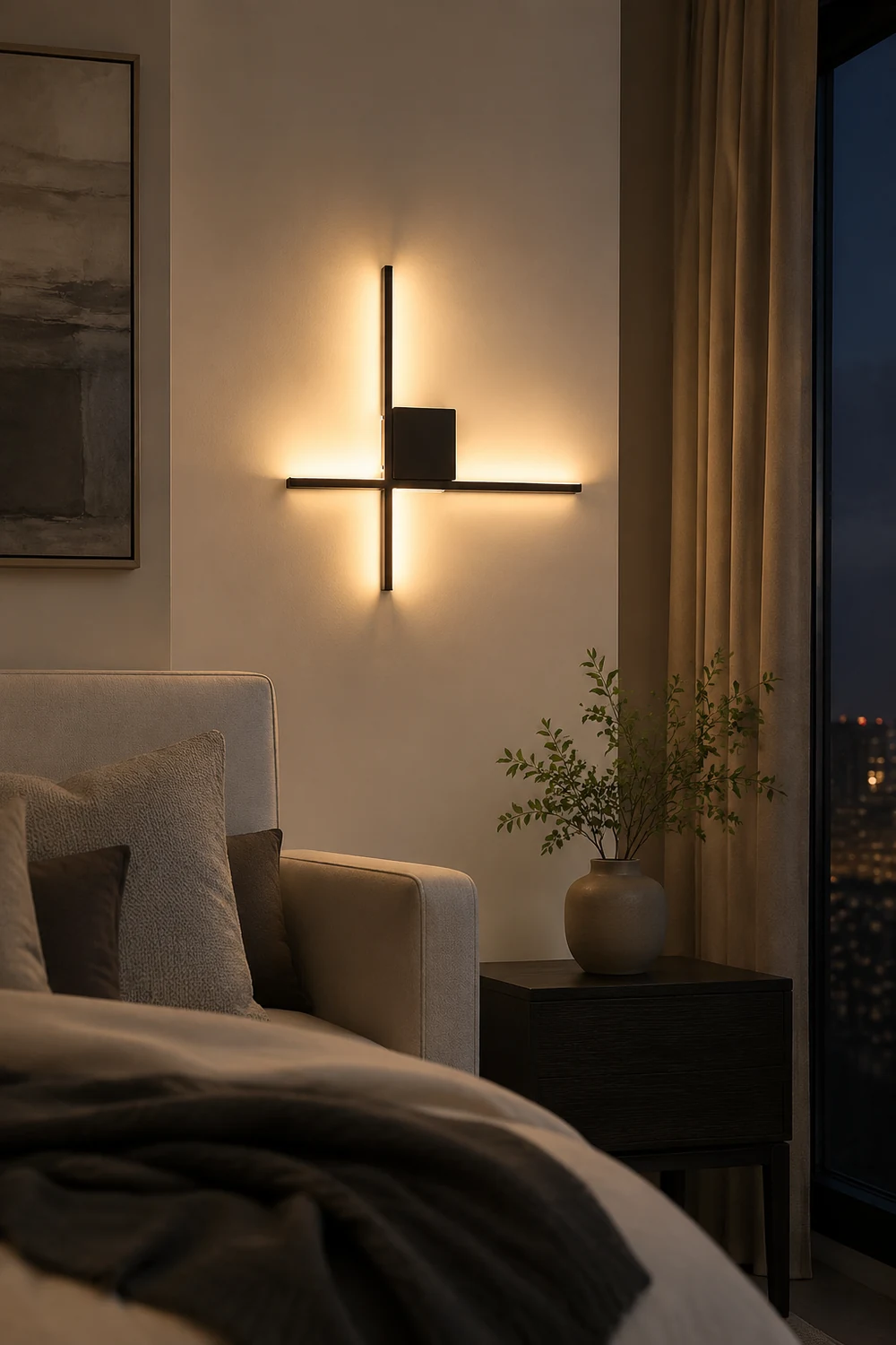 Einfache moderne LED-Wandleuchte Nachttischlampe für Schlafzimmer, Wohnzimmer - Lumpaz