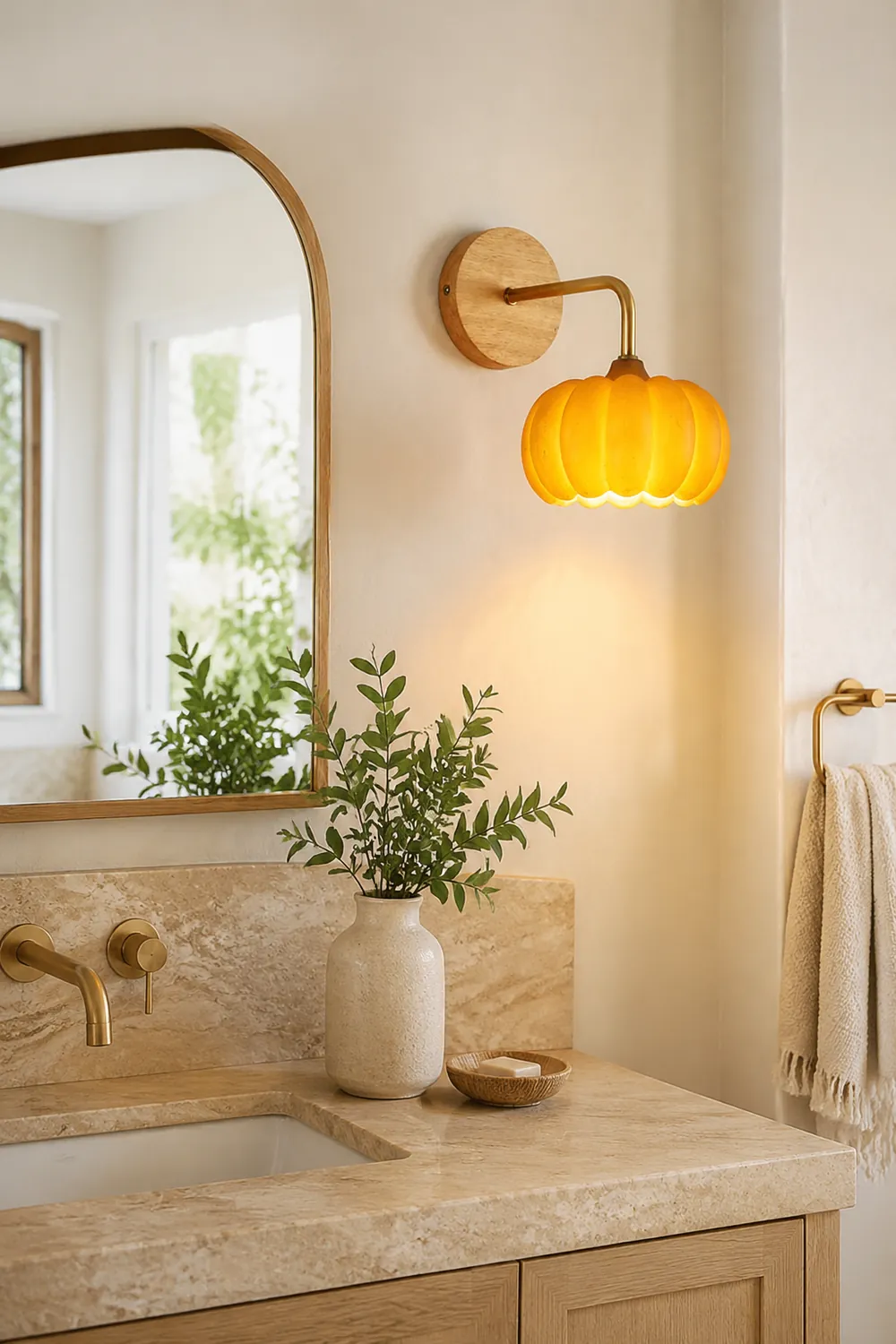 Cute Resin Material Yellow Pumpkin Wall Lamp - Lumpaz