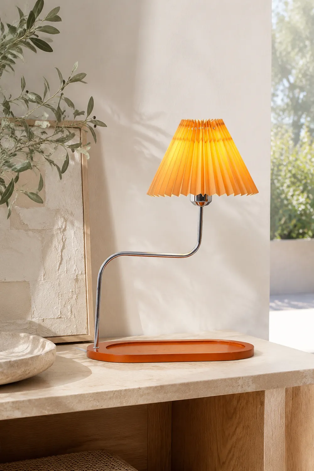 Solid Wood Retro Style Umbrella Shaped Table Lamp - Lumpaz