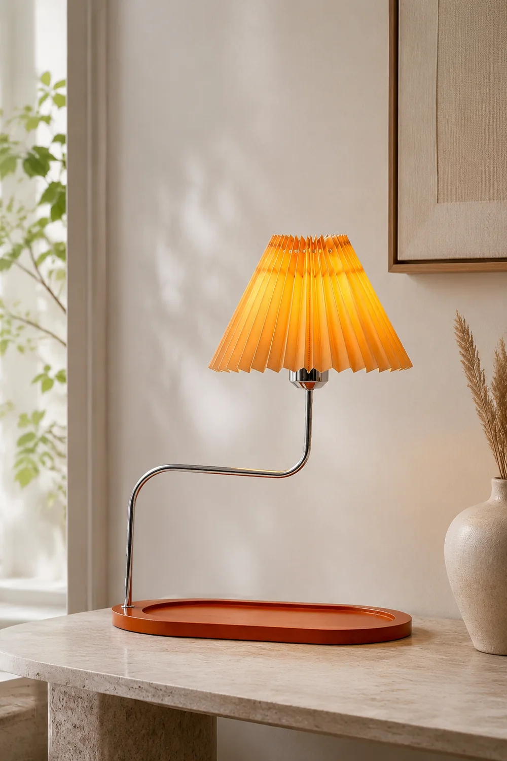 Solid Wood Retro Style Umbrella Shaped Table Lamp - Lumpaz