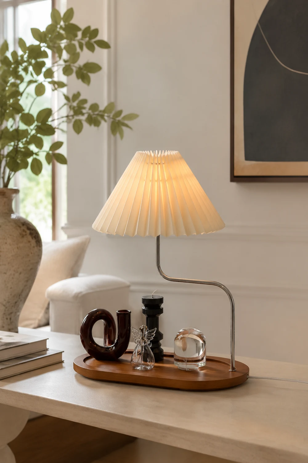 Solid Wood Retro Creative Pleated Table Lamp - Lumpaz