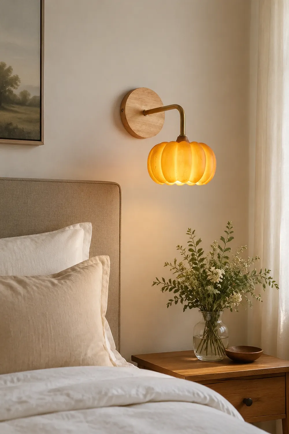 Cute Resin Material Yellow Pumpkin Wall Lamp - Lumpaz