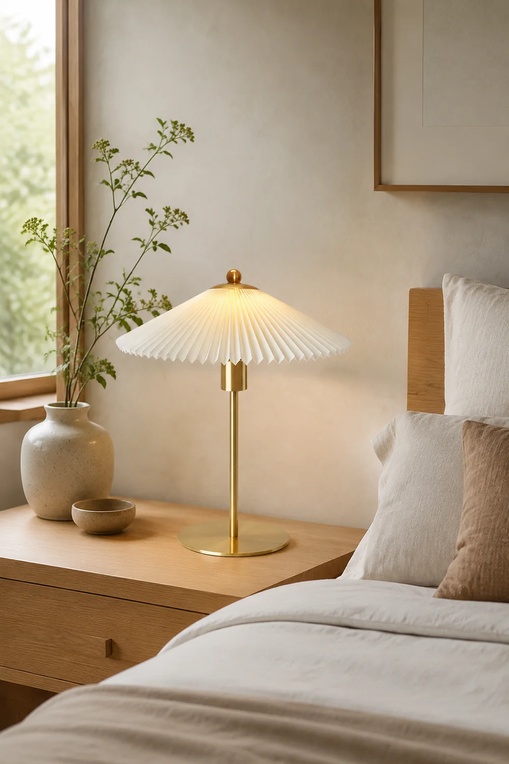 Mid Century Modern Pleated Table Lamp - Lumpaz