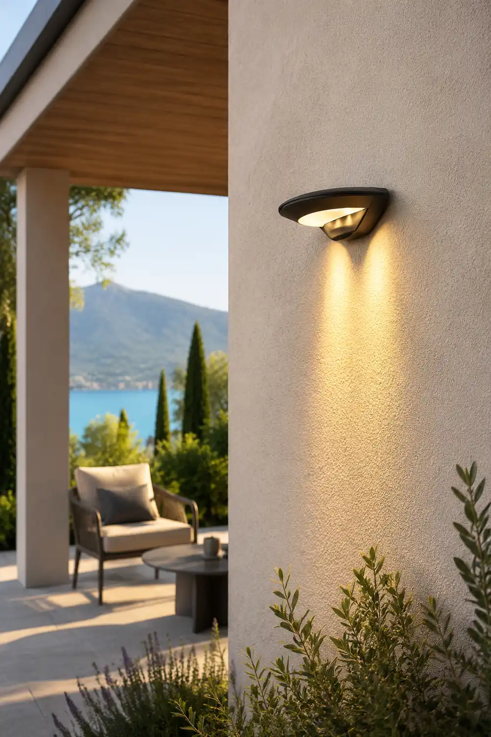 Wasserdichte Fliegende Untertasse Wandleuchte für den Außenbereich mit warmer LED - Lumpaz