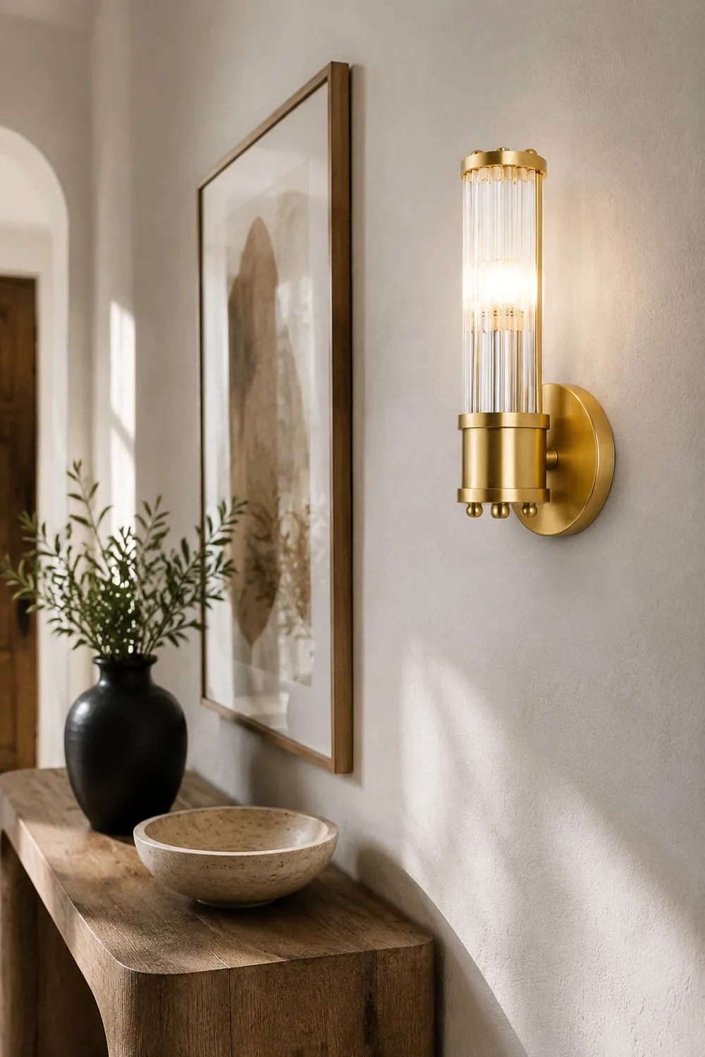 Modern Brass Gold Crystal Wall Sconce - Lumpaz