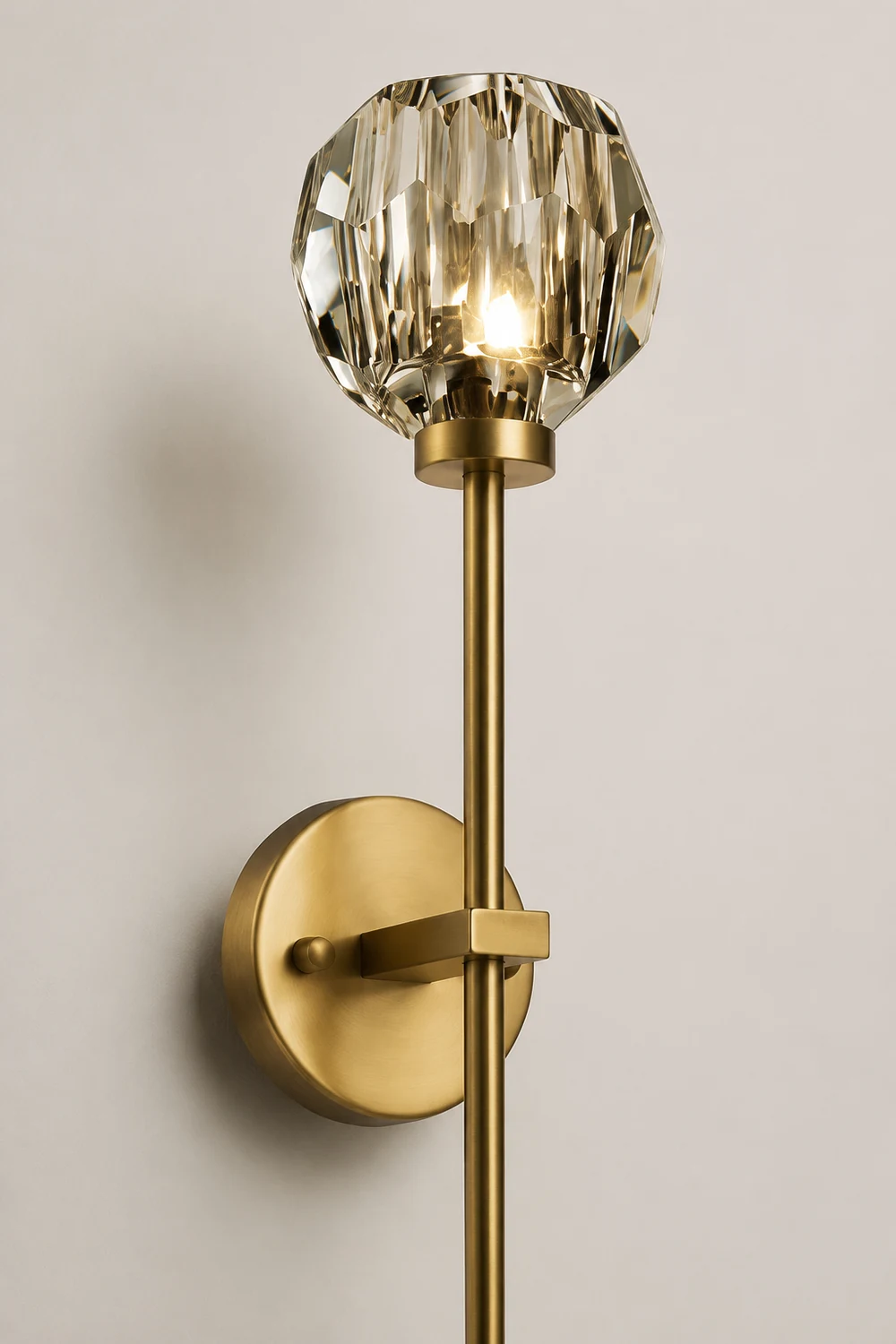 Modern Crystal Ball Mounted Antique Brass Wall Lamp - Lumpaz
