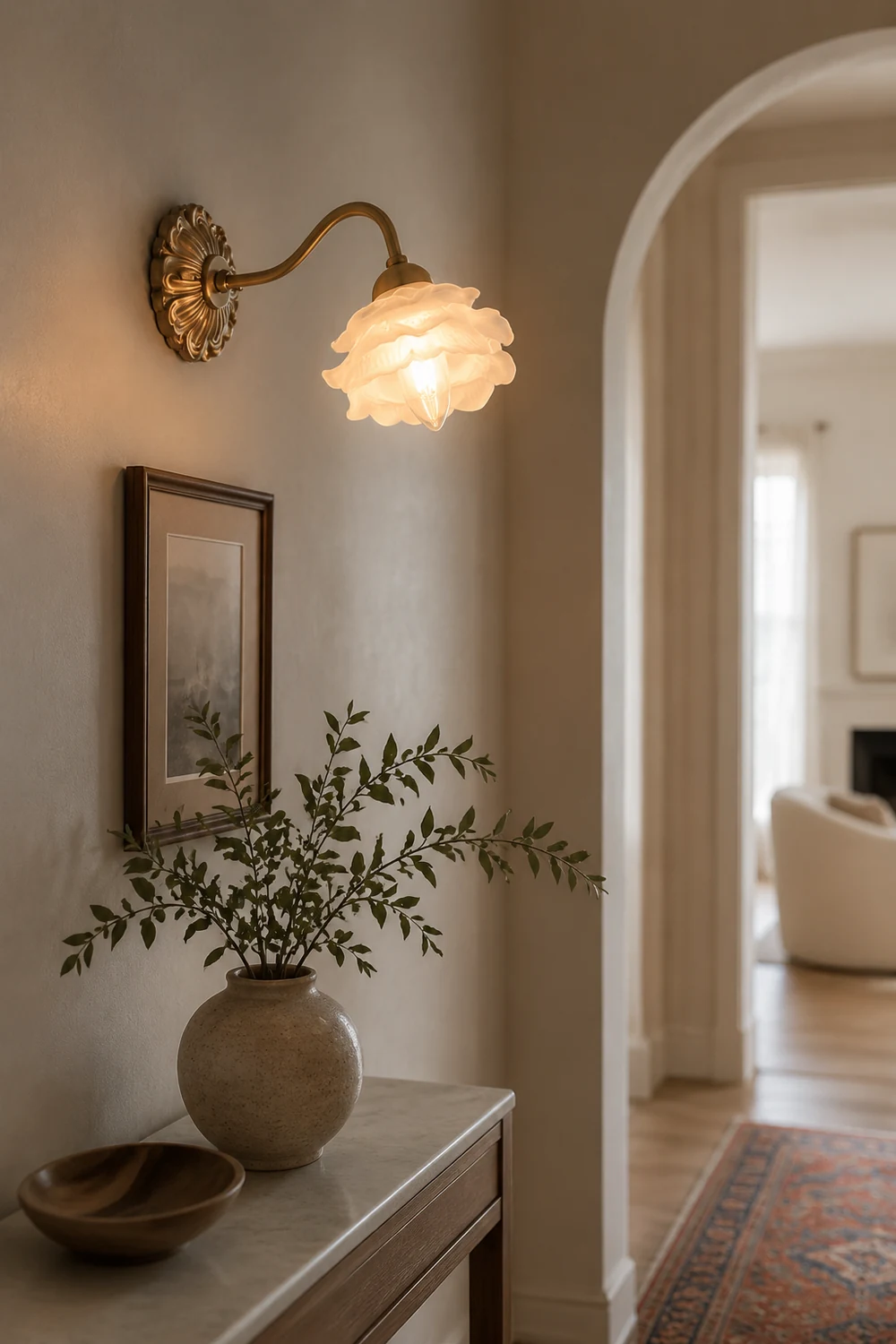 Retro Flower Petal Glass Wall Lamp Copper Wall Light - Lumpaz