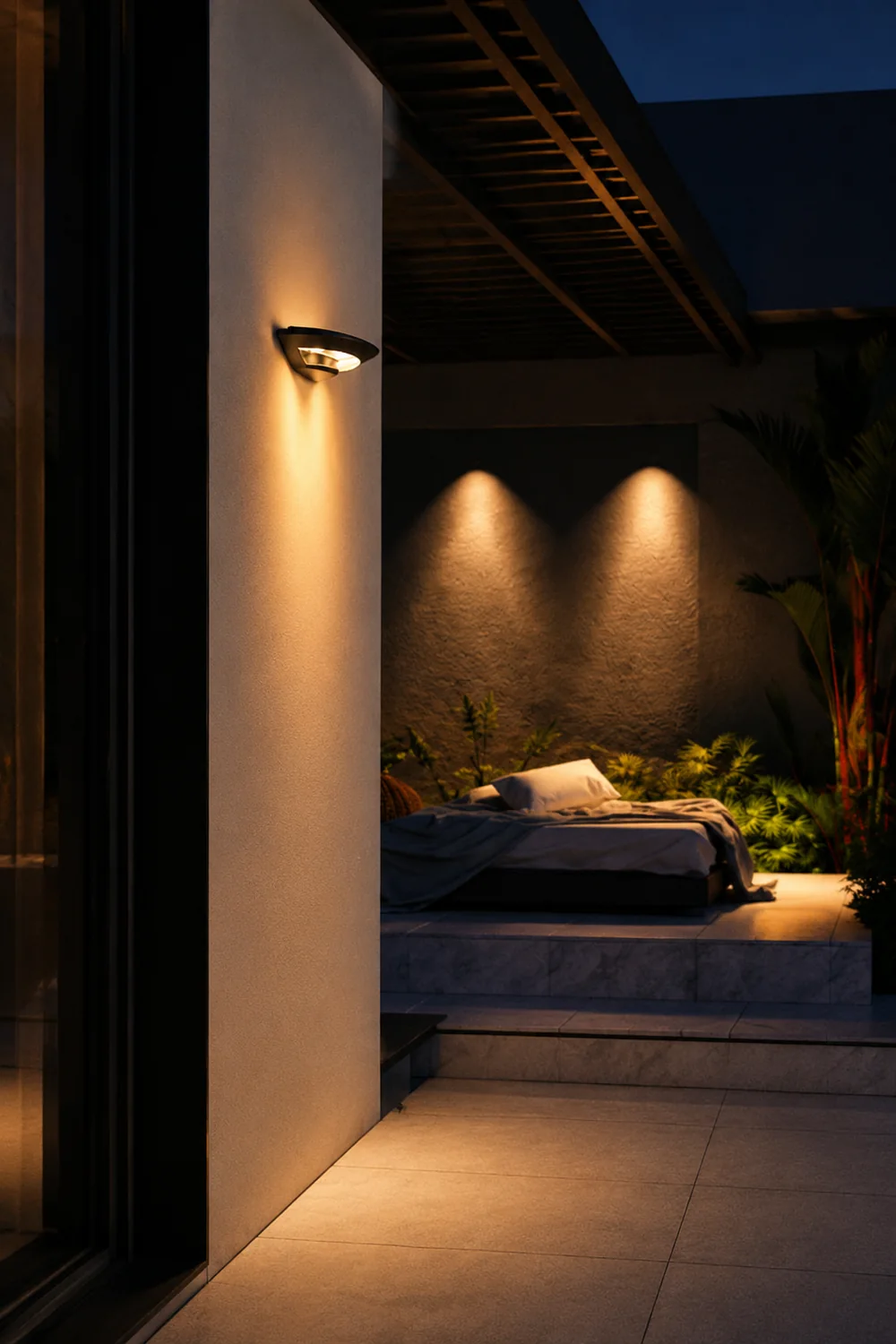 Wasserdichte Fliegende Untertasse Wandleuchte für den Außenbereich mit warmer LED - Lumpaz