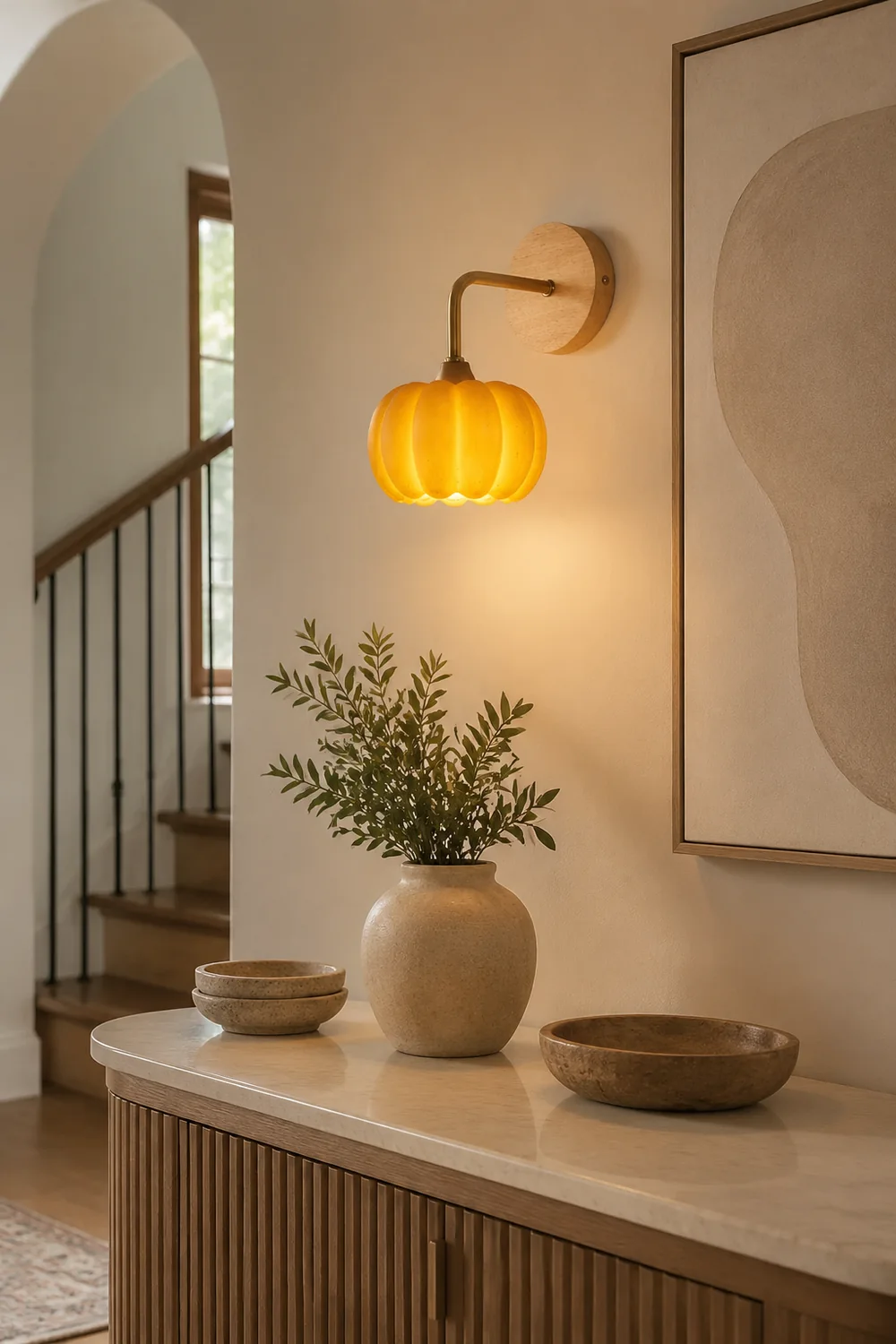 Cute Resin Material Yellow Pumpkin Wall Lamp - Lumpaz