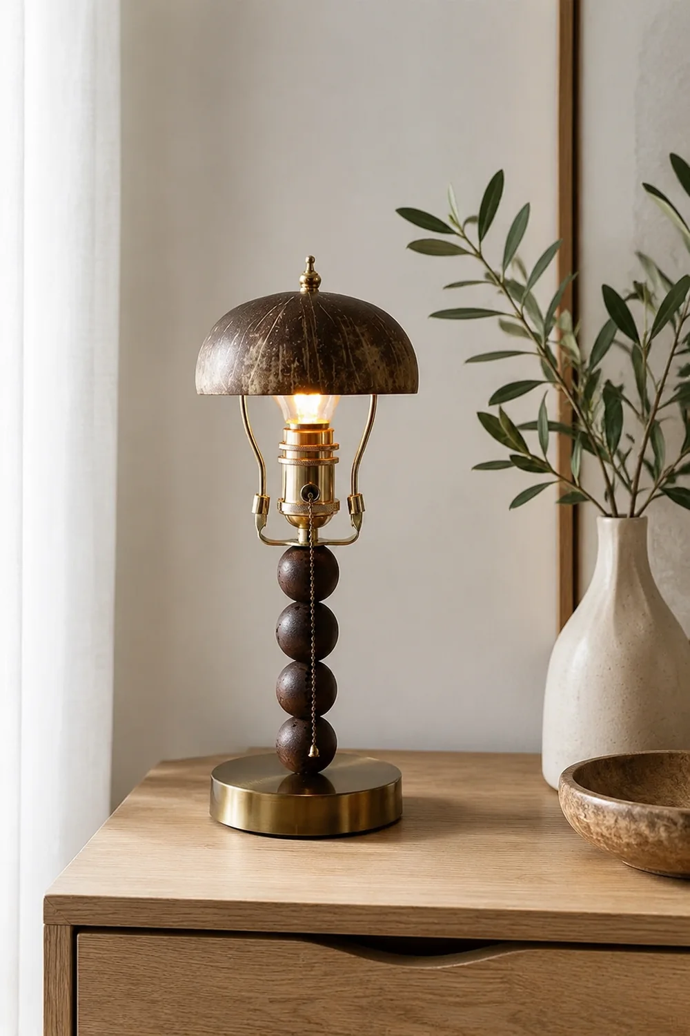 Retro Coconut Shell Decor Table Lamp - Lumpaz