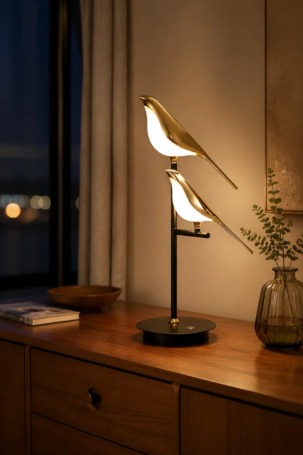 Golden Bird Table Lamp for Bedroom - Lumpaz