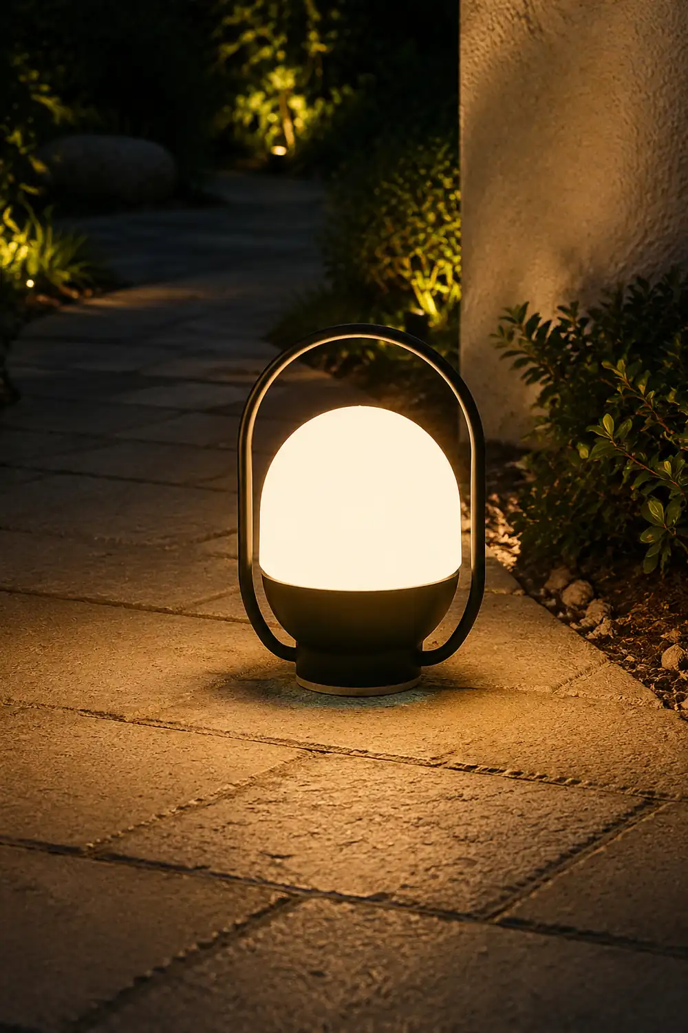 Portable White and Black Indoor / Outdoor Table Lamp - Lumpaz