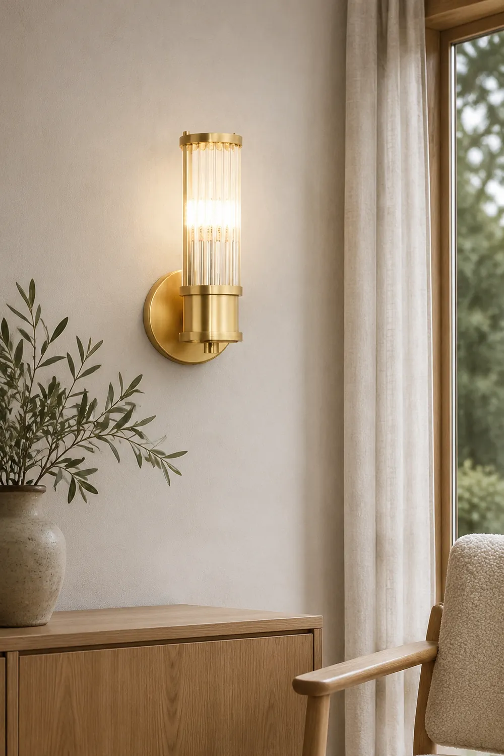 Modern Brass Gold Crystal Wall Sconce - Lumpaz