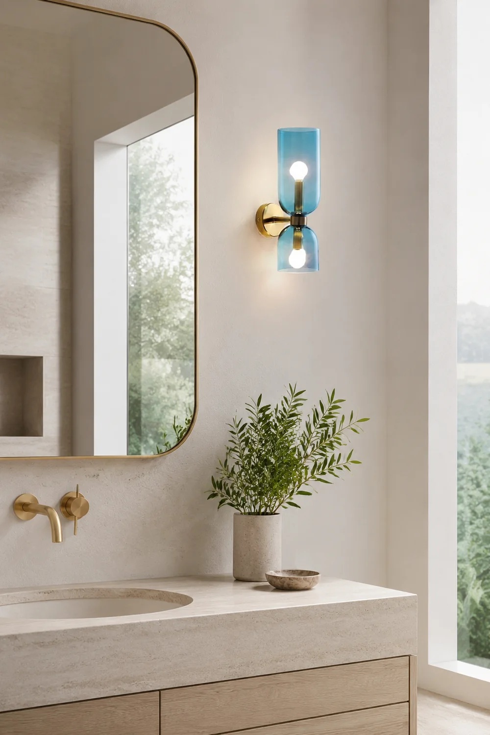 Double Head Glass Wall Lamp LED Sconce for Bedroom - Lumpaz