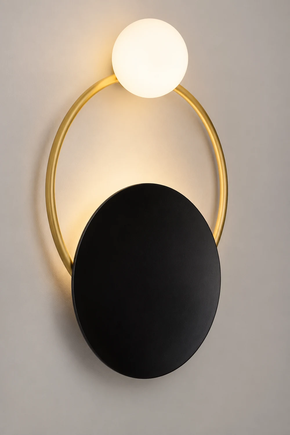 Nordic Simple  Black Gold Wrought Iron Circle Aisle Corridor Wall Light - Lumpaz