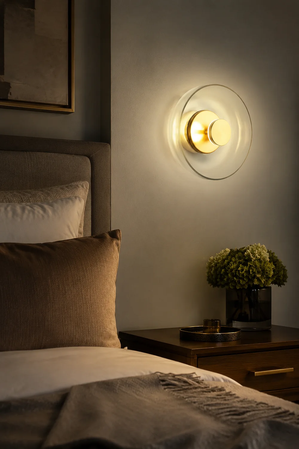 Glass Bowl Bedroom Bedside Wall Light - Lumpaz