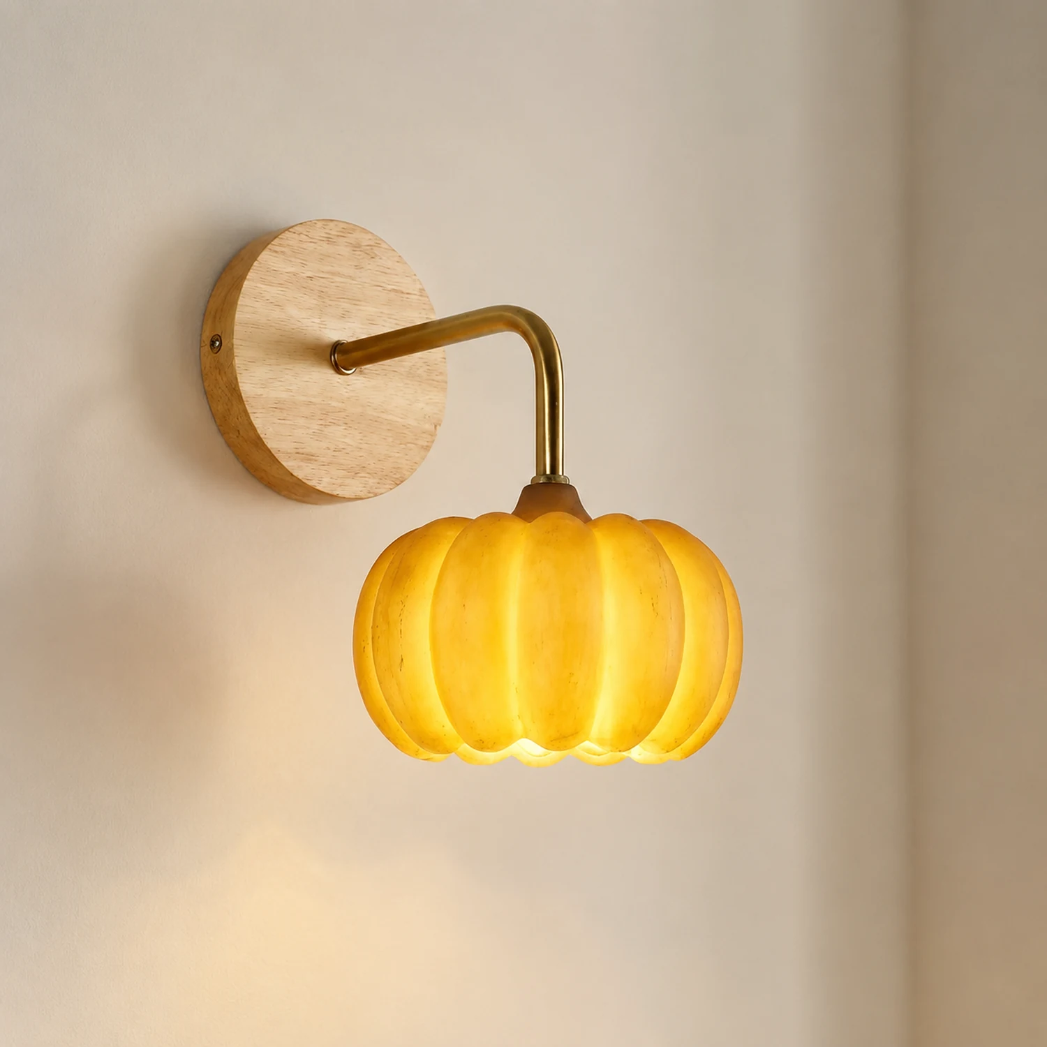 Cute Resin Material Yellow Pumpkin Wall Lamp - Lumpaz