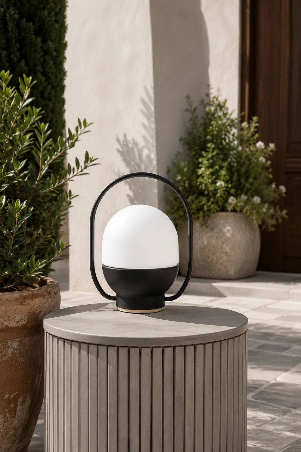Portable White and Black Indoor / Outdoor Table Lamp - Lumpaz