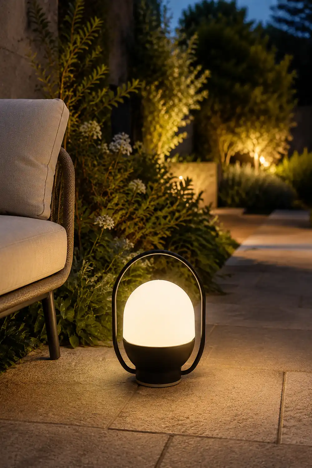 Portable White and Black Indoor / Outdoor Table Lamp - Lumpaz