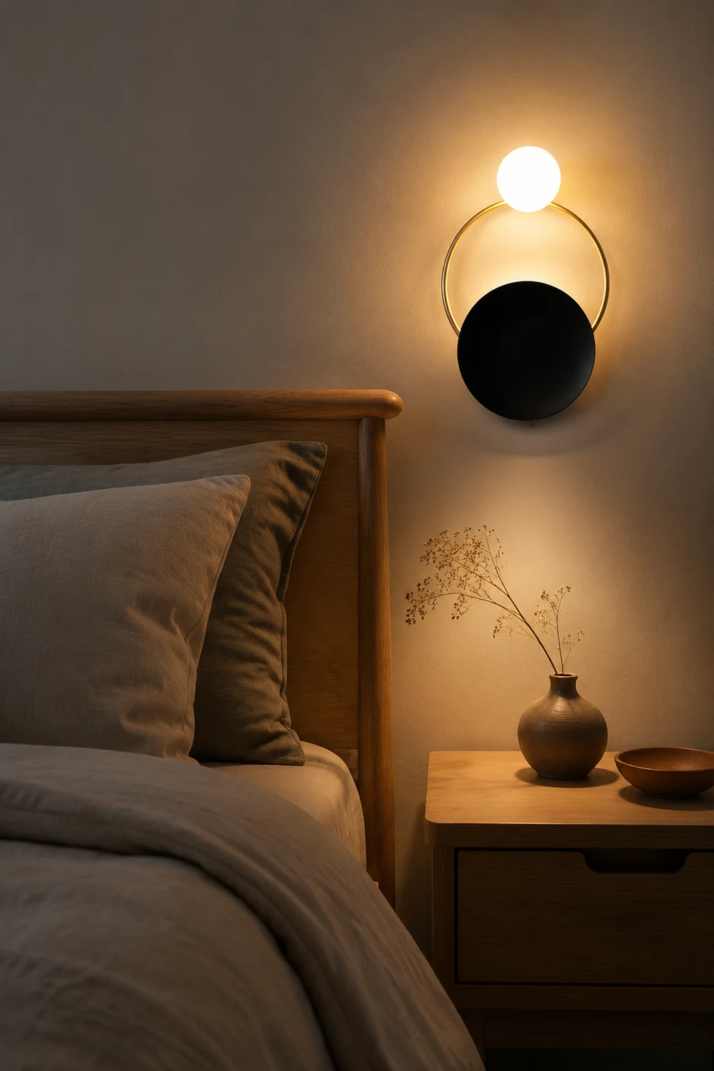 Nordic Simple  Black Gold Wrought Iron Circle Aisle Corridor Wall Light - Lumpaz