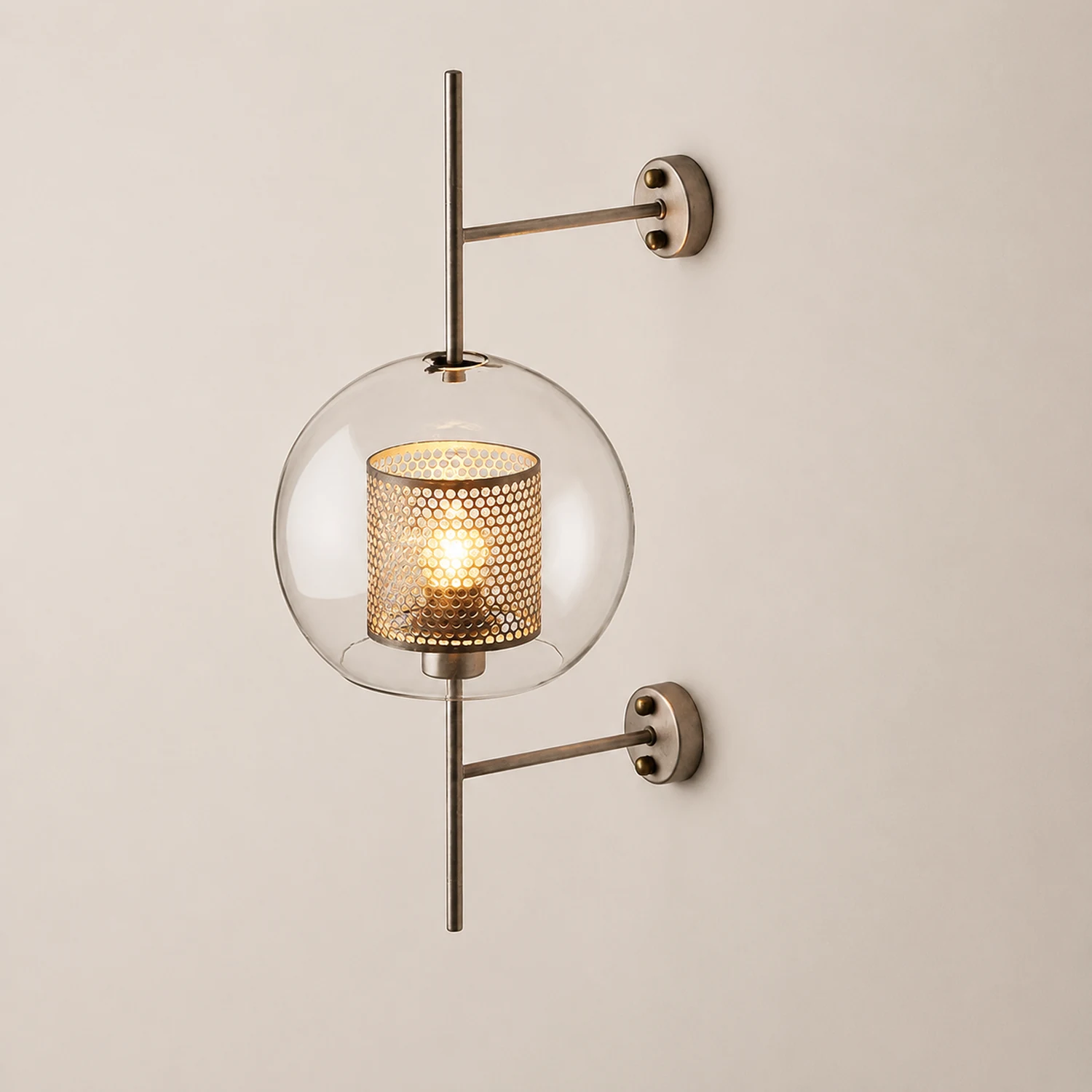 Modern Glass Golden Wall Ball Light Bedside Sconce - Lumpaz