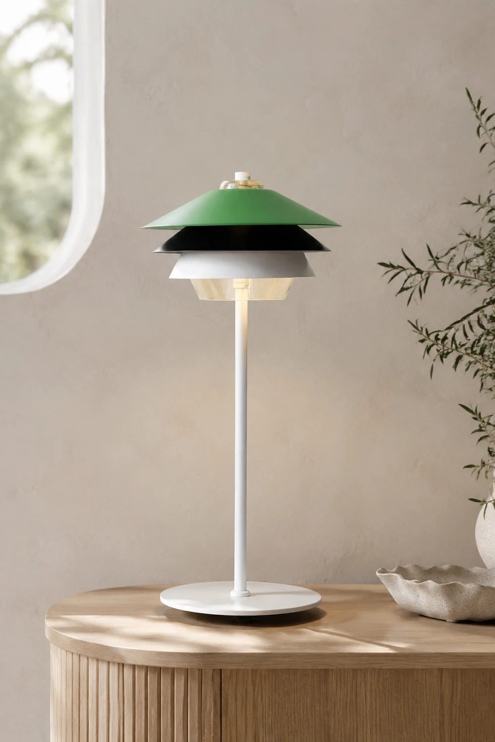 Danish Art Overlay Green Table Lamp - Lumpaz
