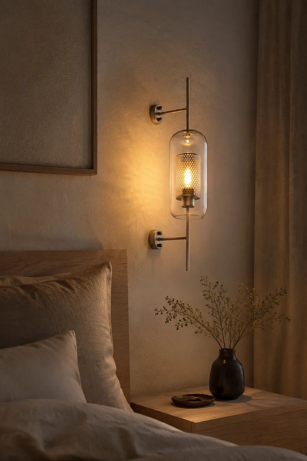 Modern Glass Golden Wall Ball Light Bedside Sconce - Lumpaz