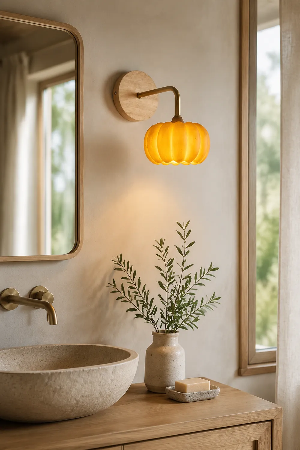 Cute Resin Material Yellow Pumpkin Wall Lamp - Lumpaz