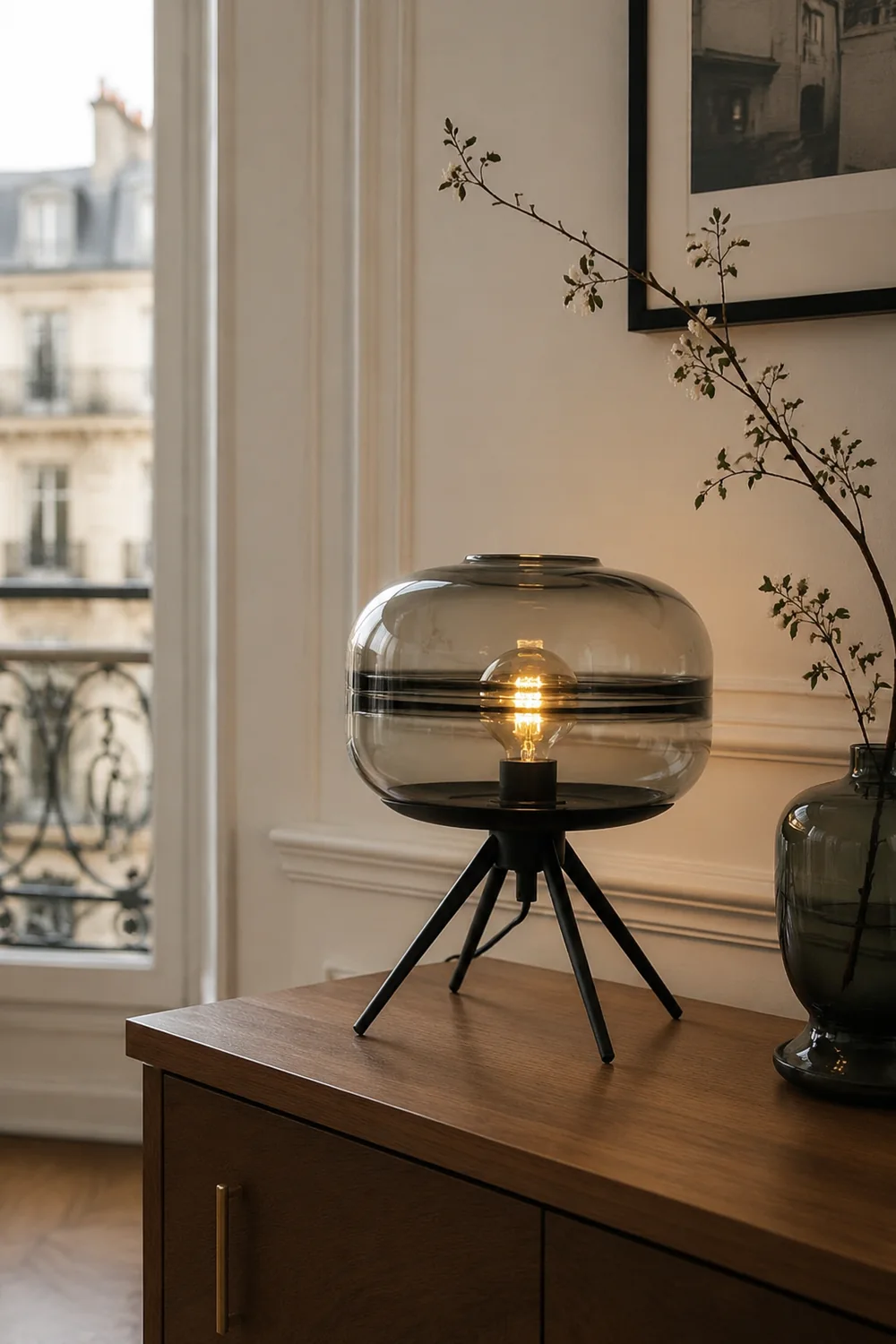 Modern Designer Glass Shade Table Lamp - Lumpaz