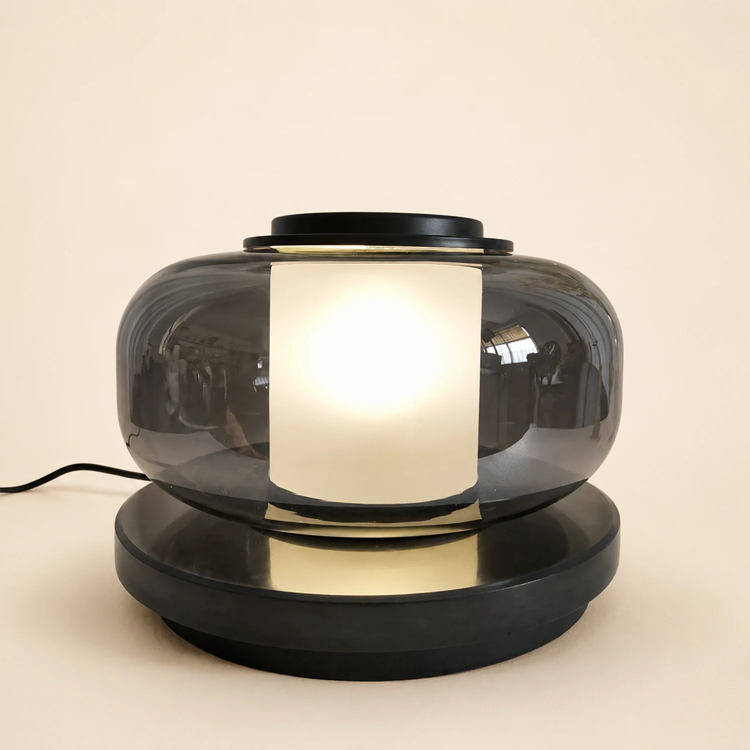 Glass & Marble Table Lamp Bedroom Beside - Lumpaz