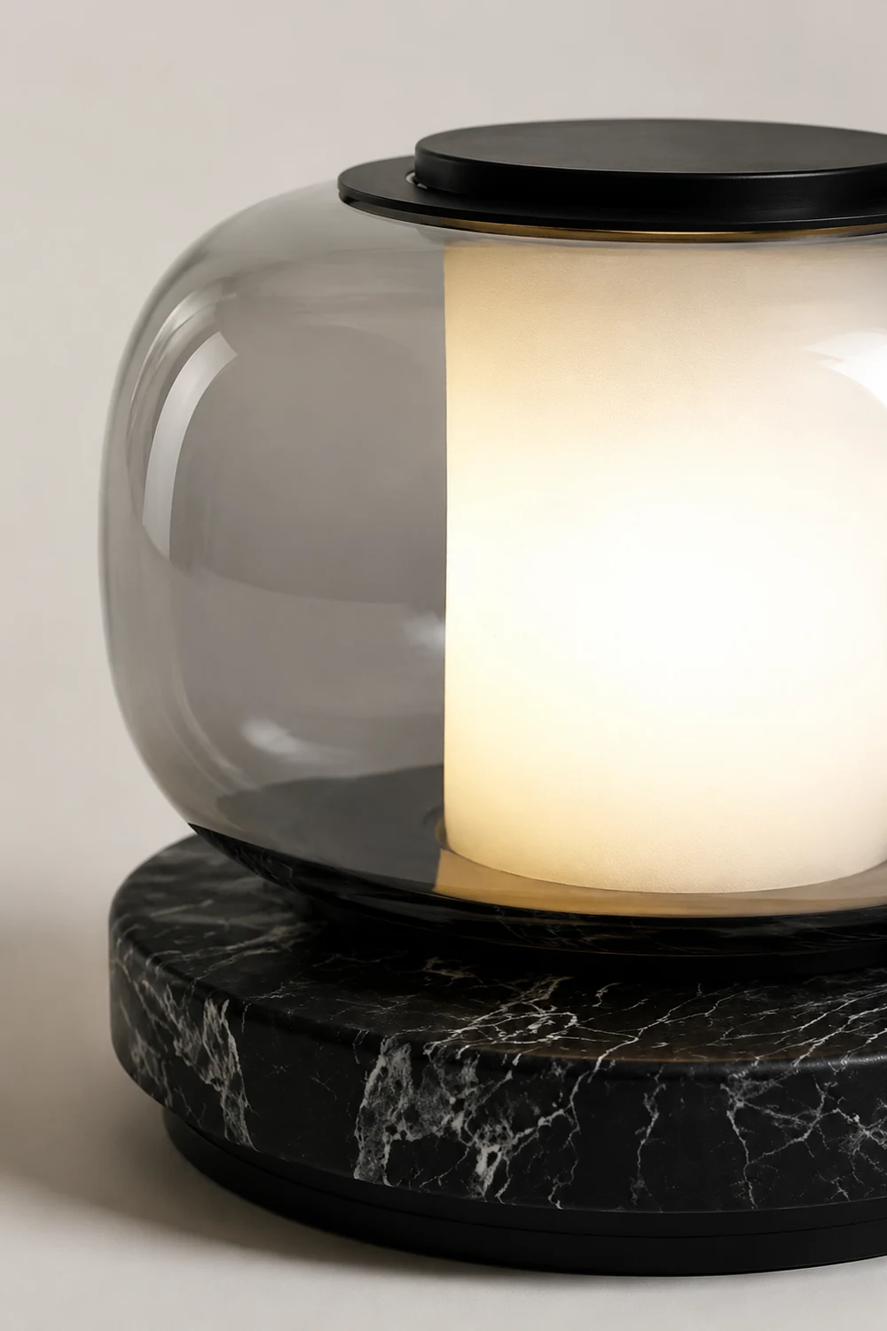 Glass & Marble Table Lamp Bedroom Beside - Lumpaz