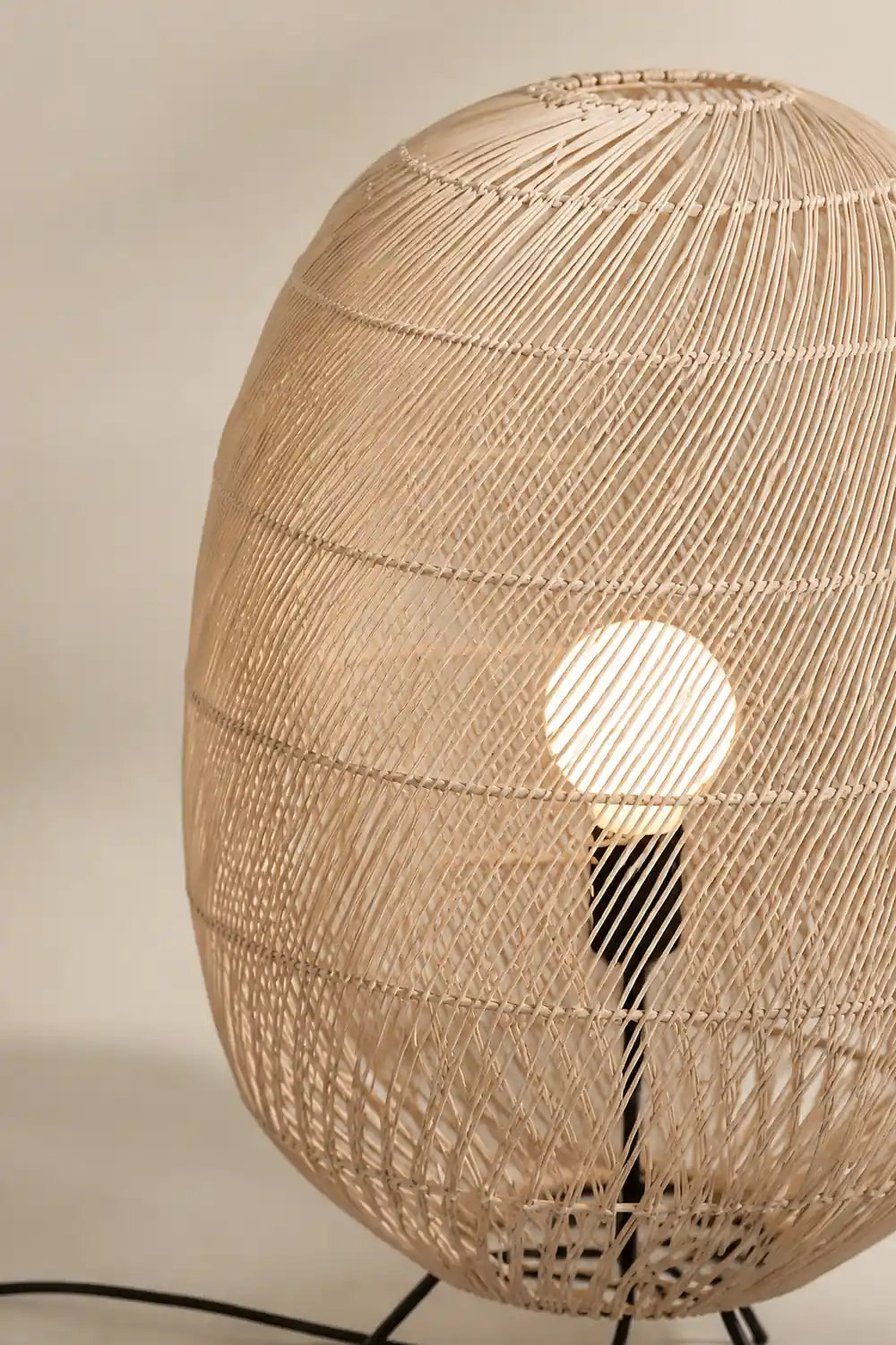 Natural Rattan Midi Floor Lamp for Living Room - Lumpaz