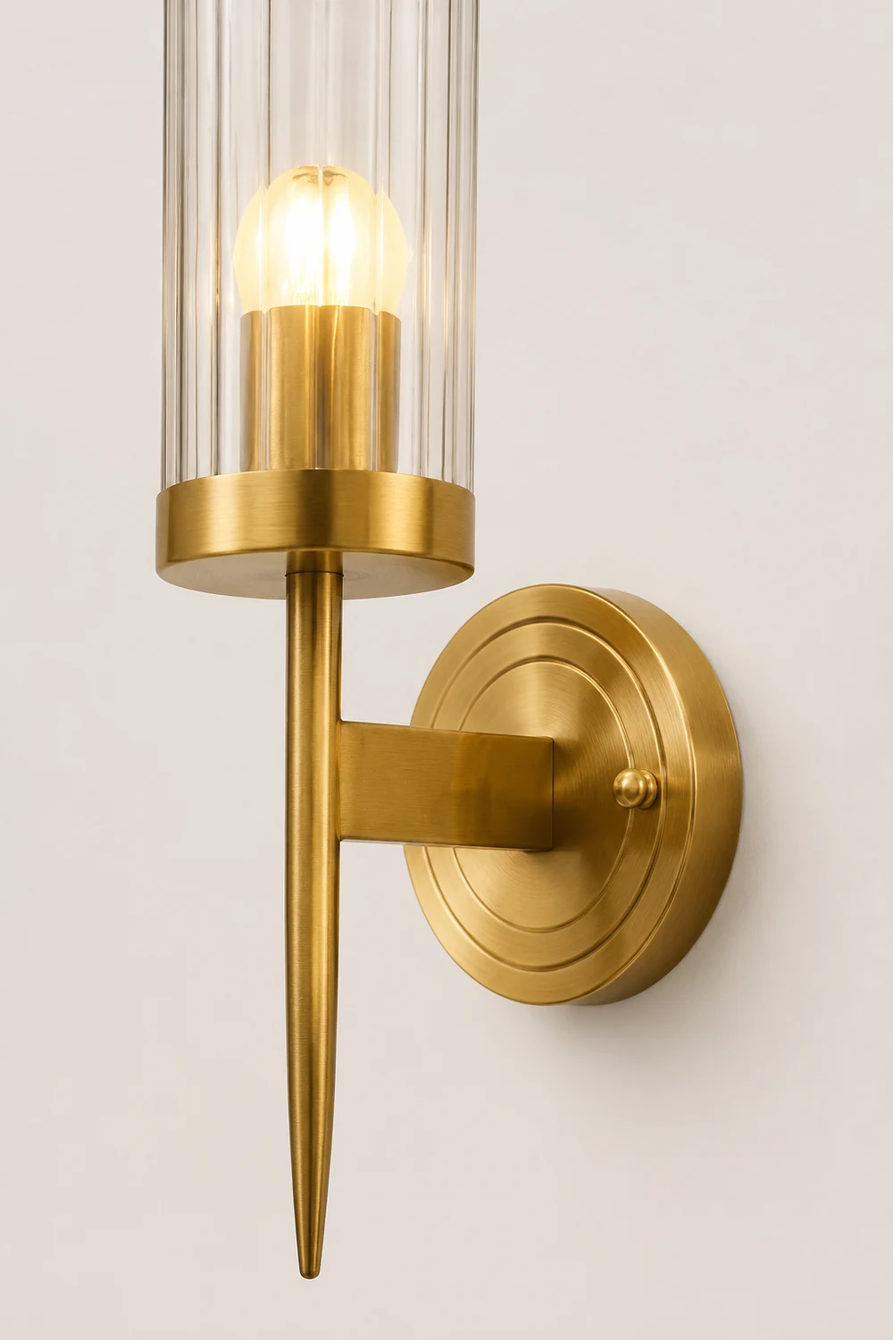 Modern Brass Sconce Ribbed Long Glass Wall Lights For Living Room - Lumpaz