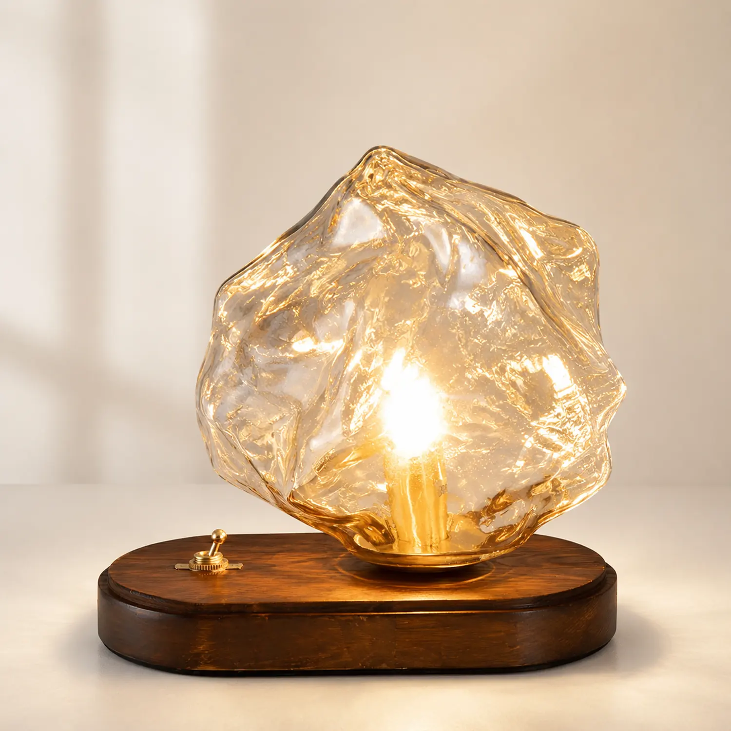 Modern Ice Stone Glass Bedroom Table Lamp - Lumpaz