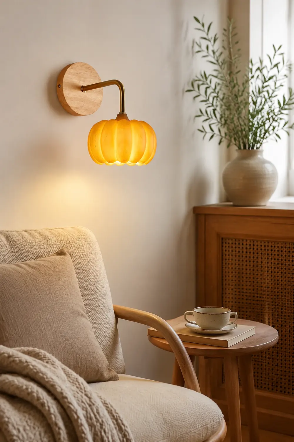 Cute Resin Material Yellow Pumpkin Wall Lamp - Lumpaz