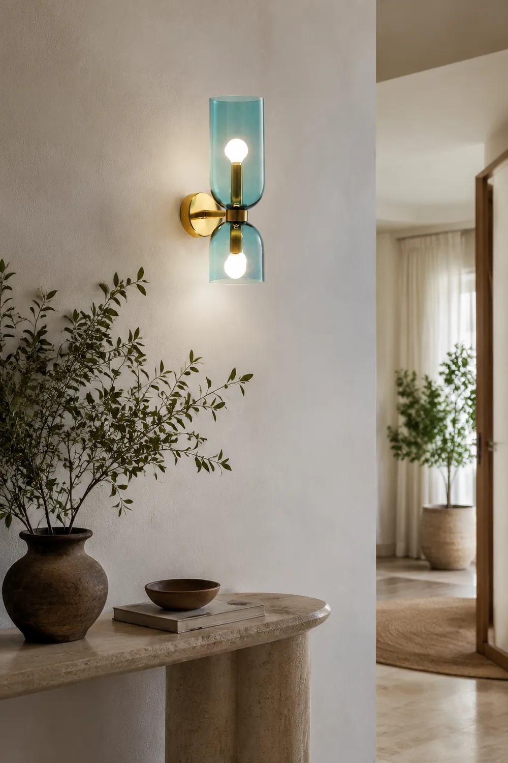 Double Head Glass Wall Lamp LED Sconce for Bedroom - Lumpaz
