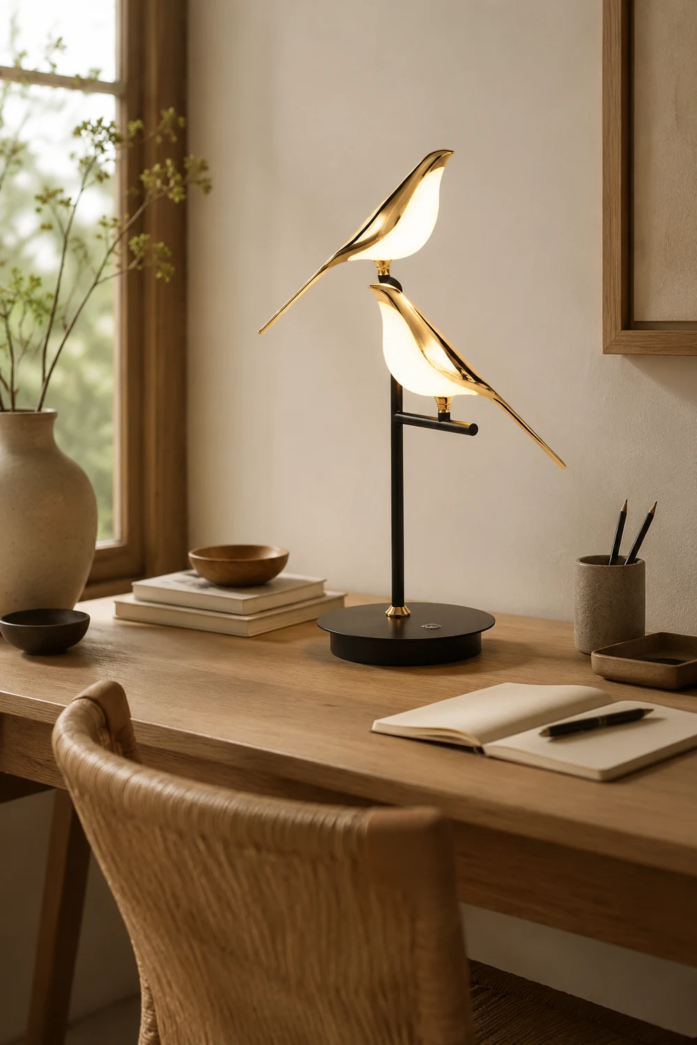 Golden Bird Table Lamp for Bedroom - Lumpaz