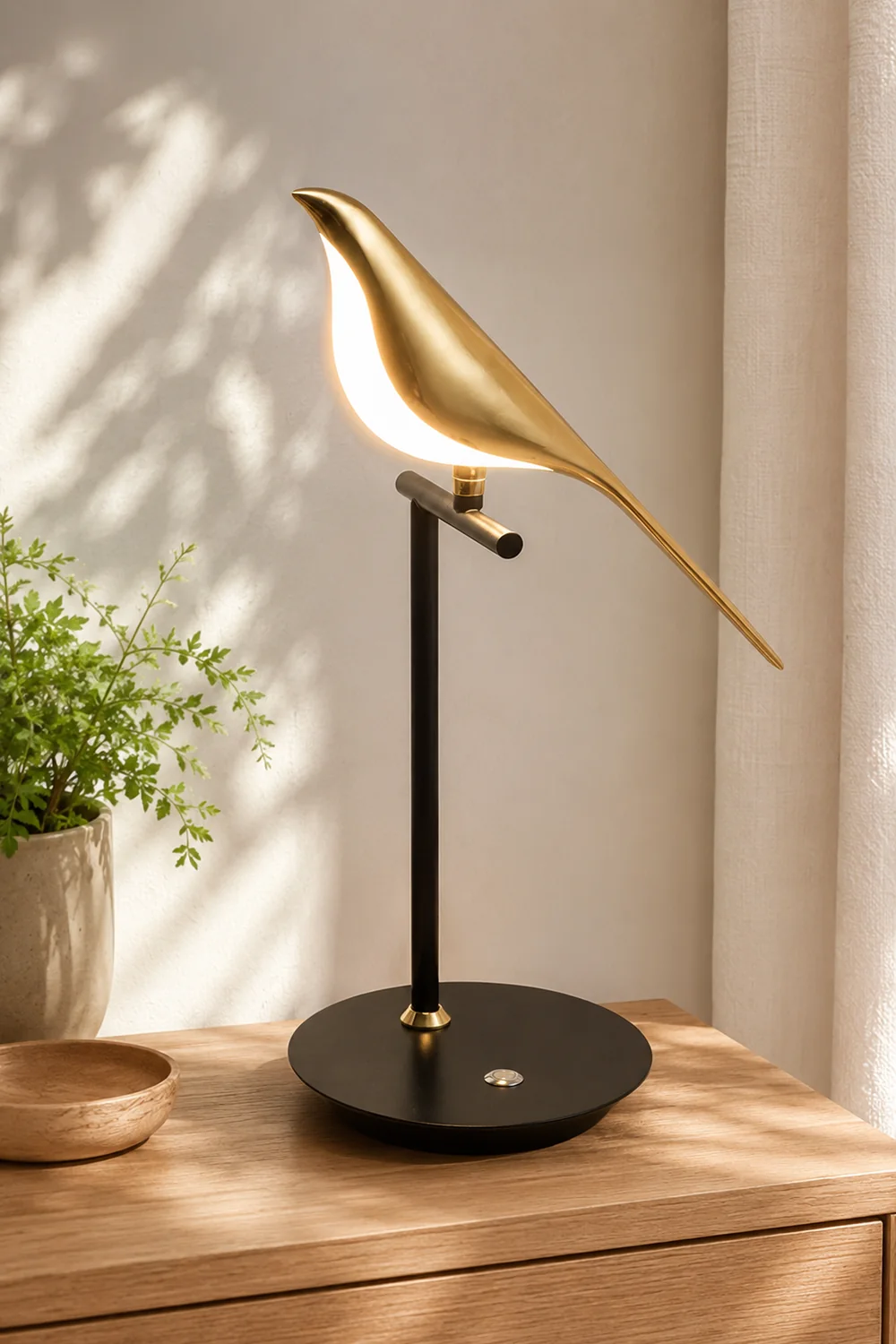 Golden Bird Table Lamp for Bedroom - Lumpaz