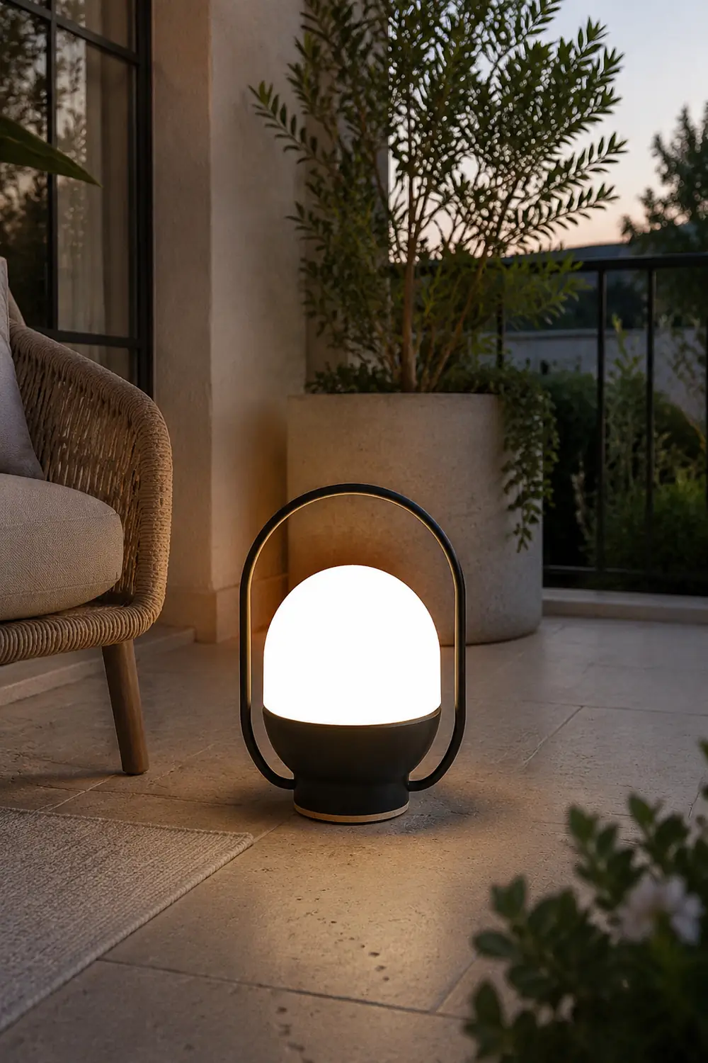 Portable White and Black Indoor / Outdoor Table Lamp - Lumpaz