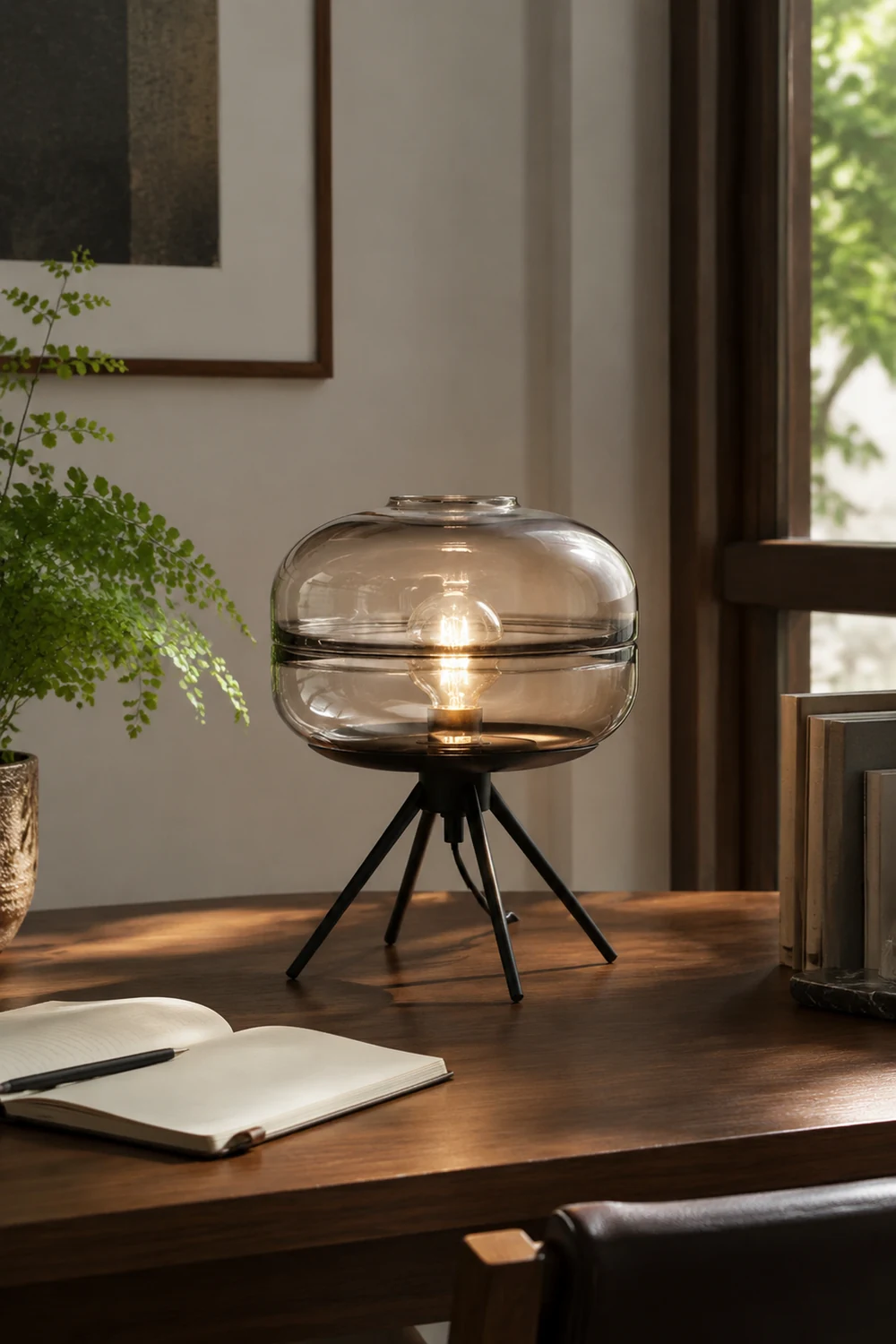 Modern Designer Glass Shade Table Lamp - Lumpaz