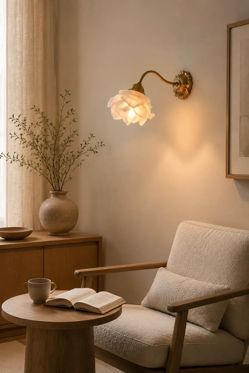 Retro Flower Petal Glass Wall Lamp Copper Wall Light - Lumpaz