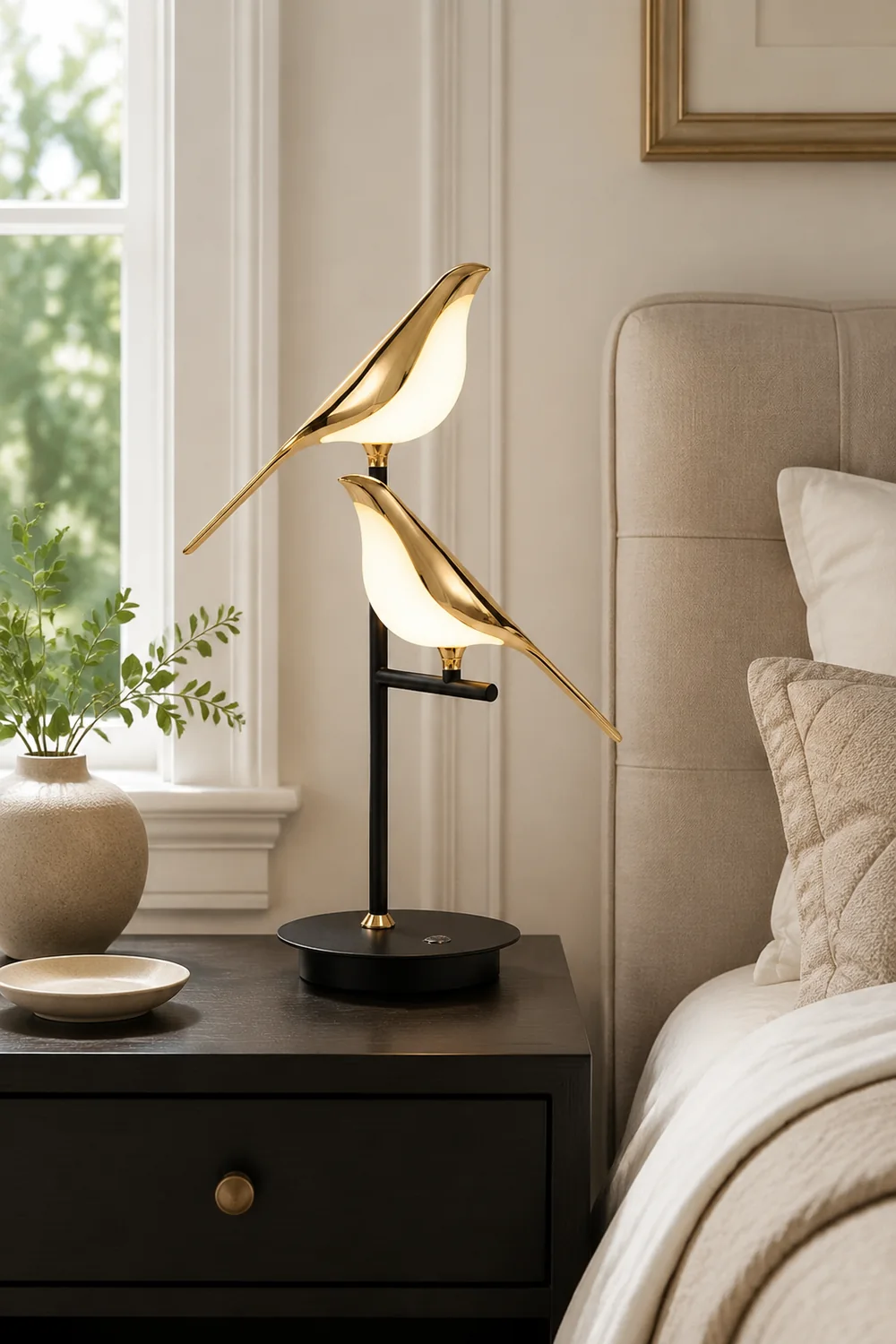 Golden Bird Table Lamp for Bedroom - Lumpaz