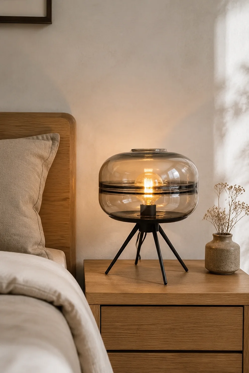 Modern Designer Glass Shade Table Lamp - Lumpaz