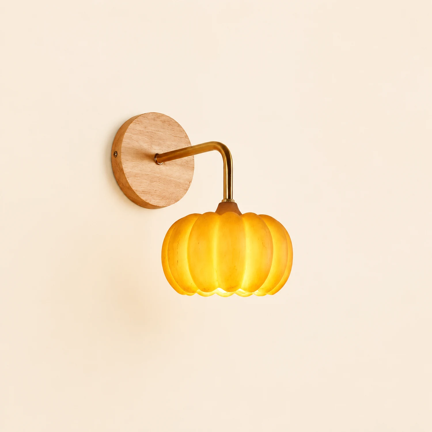Cute Resin Material Yellow Pumpkin Wall Lamp - Lumpaz