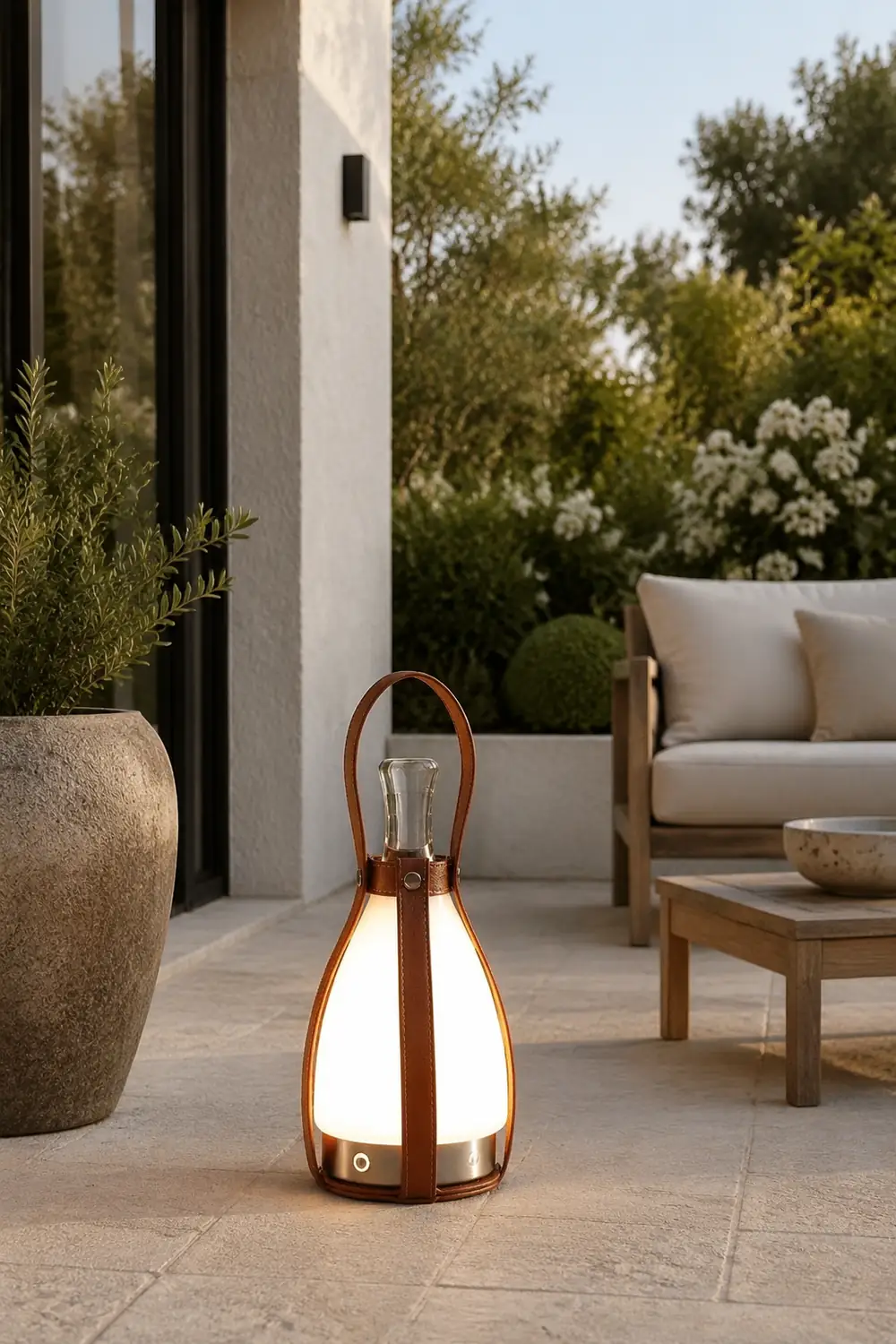 Bell Portable Leather Glass Table Lamp - Lumpaz